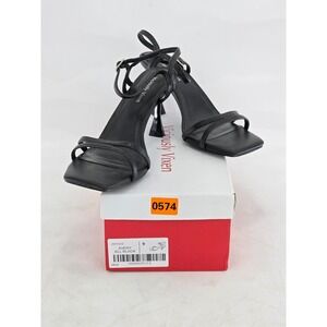 Viciously Vixen Avery Strappy‎ Sandals Women Size 9 All Black Square Toe - VG